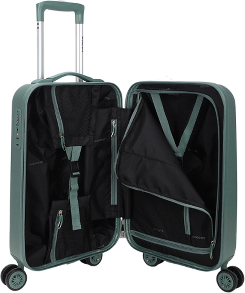 Decent Handbagage Koffer / Trolley / Reiskoffer - 55 Cm - 38 Liter - ABS - Tranporto - Groen 4 Decent Handbagage Koffer / Trolley / Reiskoffer - 55 Cm - 38 Liter - ABS - Tranporto - Groen - Afbeelding 2