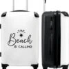 NoBoringSuitcases.com® Koffer Groot - Tekst - Strand - The Beach Is Calling - Zwart Wit - Vakantie - Trolley Koffer Met TSA-slot - Met Wielen - 90 Liter - Reiskoffer - 66 Cm -Koffer Winkel 1007x1200 24
