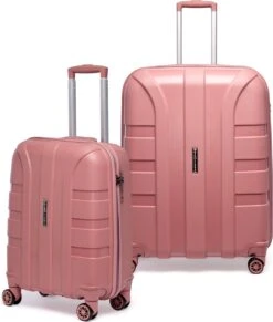 ©TROLLEYZ - Paris No.5 - Kofferset 2 Delig - 55+78cm Met TSA Slot - Dubbele Wielen - 360° Spinners - 100% Polypropyleen - Reiskoffers In Rose Blush -Koffer Winkel 1020x1200 5