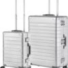 CarryOn Kofferset ULD - Luxe Aluminium Handbagage Koffer 55cm + 76cm Grote Reiskoffer - Dubbel TSA Slot - Zilver -Koffer Winkel 1034x1200