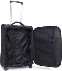 Decent Handbagage Koffer / Trolley / Reiskoffer - 50 Cm - 35 Liter - Polyester - Super-Light - Zwart -Koffer Winkel 1049x1200