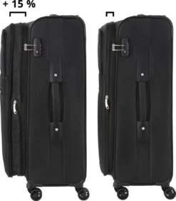 TravelZ Softspinner TSA Kofferset - 2-delig Handbagage + Grote Koffer 77cm - Dubbele Wielen - Zwart 12 TravelZ Softspinner TSA Kofferset - 2-delig Handbagage + Grote Koffer 77cm - Dubbele Wielen - Zwart -Koffer Winkel 1050x1200 15