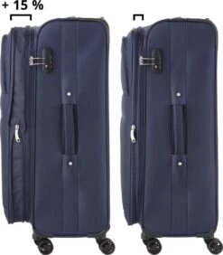 TravelZ Softspinner TSA Kofferset - 2-delig Handbagage + Grote Koffer 77cm - Dubbele Wielen - Blauw 12 TravelZ Softspinner TSA Kofferset - 2-delig Handbagage + Grote Koffer 77cm - Dubbele Wielen - Blauw -Koffer Winkel 1052x1200 6