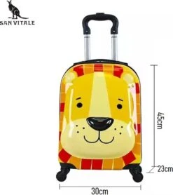 San Vitale® - Lichtgewicht Reis Koffer - Trolley - Handbagage - Leeuw - Geel -Koffer Winkel 1065x1200 5