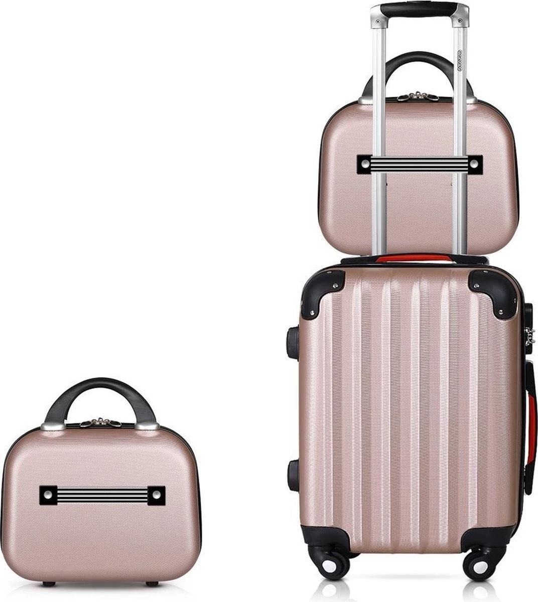 Monzana Hardcase Kofferset 4 Delig - Baseline Beautycase/M/L/XL - Rosé 16 Monzana Hardcase Kofferset 4 Delig - Baseline Beautycase/M/L/XL - Rosé - Afbeelding 14