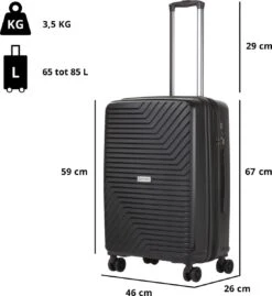 CarryOn Transport TSA Reiskoffer - Trolley 67cm Met Expander - OKOBAN - YKK Ritsen - Dubbele Wielen - Zwart -Koffer Winkel 1103x1200 2