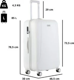 CarryOn Skyhopper Reiskoffer - 78cm TSA Trolley Met OKOBAN - Dubbele Wielen - Wit -Koffer Winkel 1108x1200 2