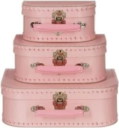 Merkloos Geboorte Kraamcadeau Meisje Koffertje Lichtroze 16 Cm - Babyshower En Kraamcadeaus