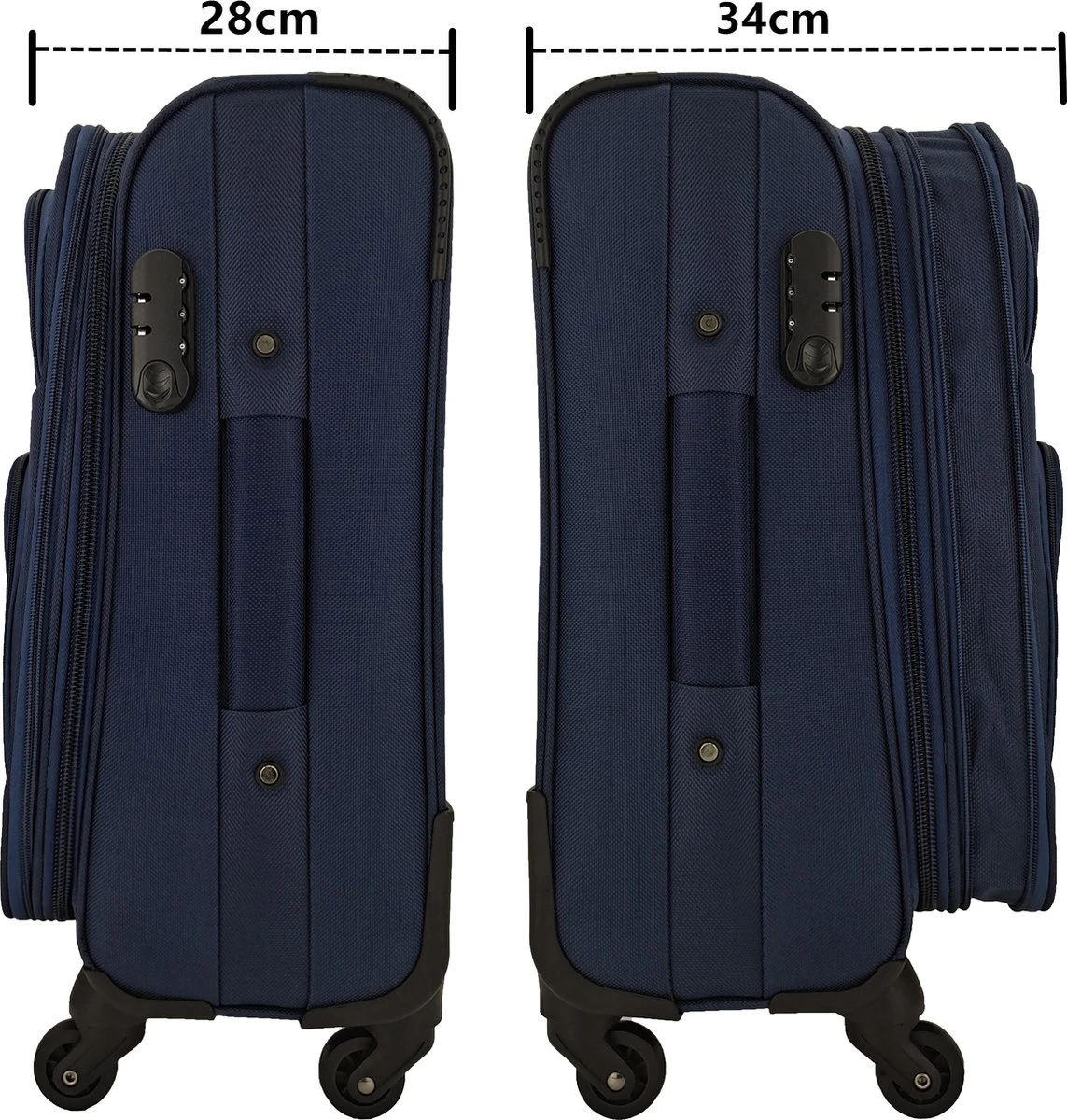 SB Travelbags Bagage Stoffen Koffer 75cm 4 Wielen Trolley - Blauw 4 SB Travelbags Bagage Stoffen Koffer 75cm 4 Wielen Trolley - Blauw - Afbeelding 2