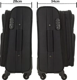SB Travelbags Bagage Stoffen Koffer 75cm 4 Wielen Trolley - Zwart -Koffer Winkel 1145x1200 3
