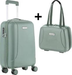 CarryOn Skyhopper Handbagage En Beautycase - 55cm TSA Trolley En Make-up Koffer - Olijf -Koffer Winkel 1157x1200 4