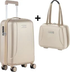CarryOn Skyhopper Handbagage En Beautycase - 55cm TSA Trolley En Make-up Koffer - Champagne -Koffer Winkel 1173x1200