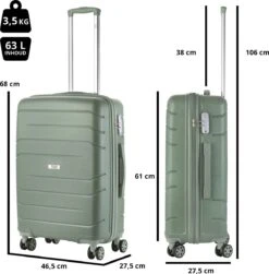 TravelZ Big Bars Reiskoffer 68 Cm Met Dubbele Wielen - Trolley Koffer Met TSA-slot - Olijf -Koffer Winkel 1183x1200 3