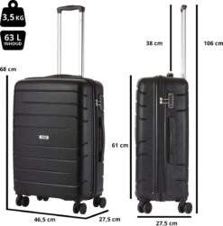 TravelZ Big Bars Reiskoffer 68 Cm Met Dubbele Wielen - Trolley Koffer Met TSA-slot - Zwart -Koffer Winkel 1183x1200 5