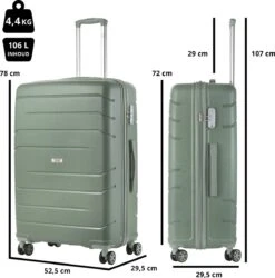 TravelZ Big Bars Reiskoffer 78 Cm Met Dubbele Wielen - Trolley Koffer Met TSA-slot - Olijf -Koffer Winkel 1187x1200 6