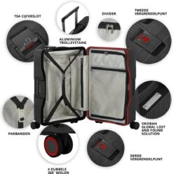 CarryOn Protector Luxe Handbagage Koffer - Trolley 55cm Met TSA-slot En Clipsluiting - Zwart -Koffer Winkel 1189x1200 5