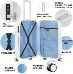 CarryOn Skyhopper Reiskoffer - 78cm TSA Trolley Met OKOBAN - Dubbele Wielen - Wit -Koffer Winkel 1197x1200 7