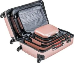 Monzana Hardcase Kofferset 4 Delig - Baseline Beautycase/M/L/XL - Rosé 18 Monzana Hardcase Kofferset 4 Delig - Baseline Beautycase/M/L/XL - Rosé -Koffer Winkel 1200x1024