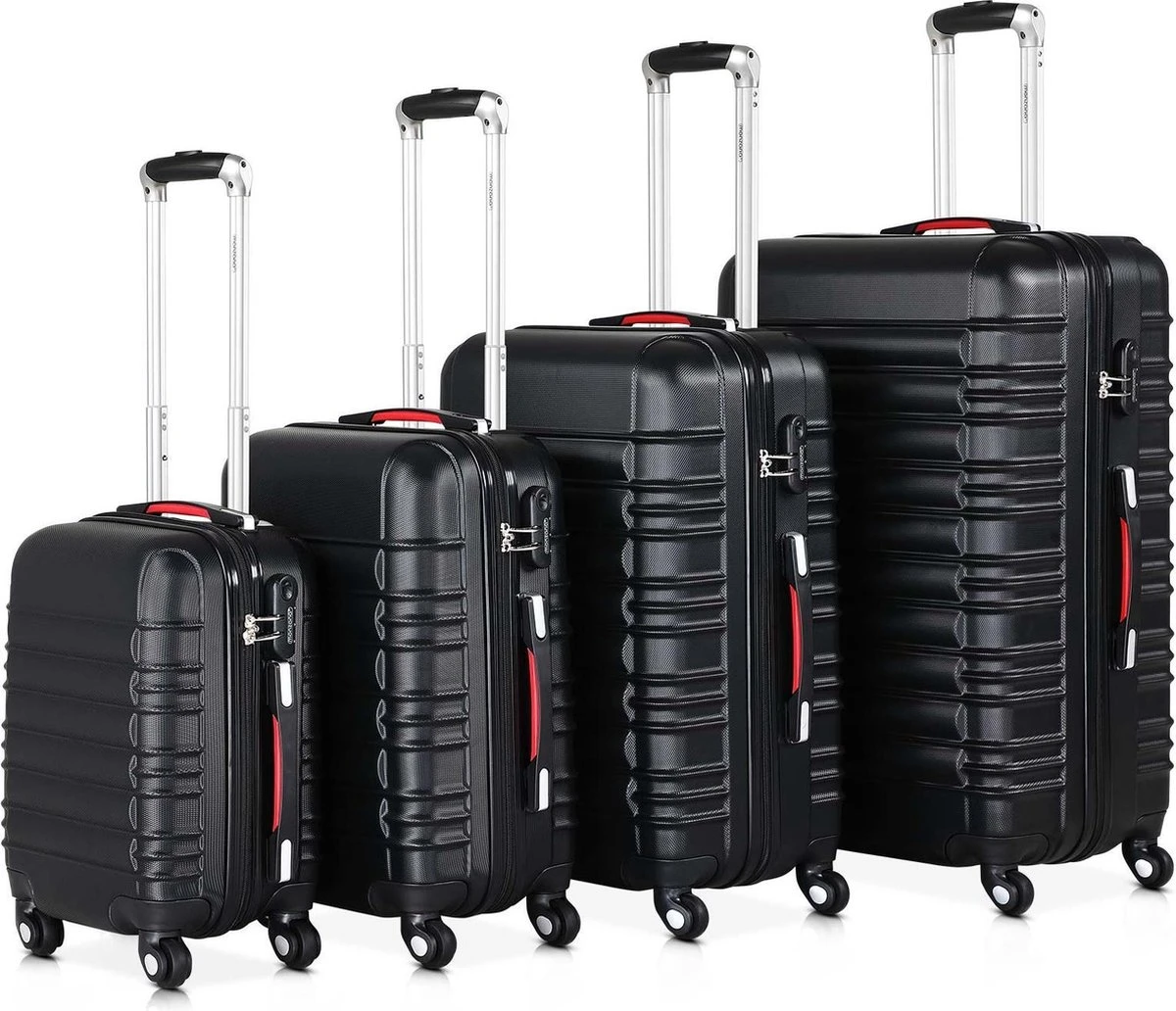 Monzana Kofferset - 4 Stuks S M L XL Met Wielen Cijferslot - Zwart 11 Monzana Kofferset - 4 Stuks S M L XL Met Wielen Cijferslot - Zwart - Afbeelding 9