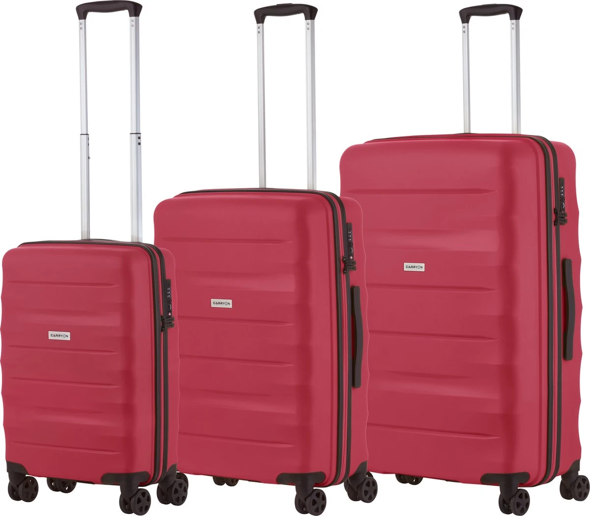 CarryOn Porter ® Kofferset - TSA Trolleyset 3-delig Met OKOBAN - Dubbele Wielen - Rood 3 CarryOn Porter ® Kofferset - TSA Trolleyset 3-delig Met OKOBAN - Dubbele Wielen - Rood
