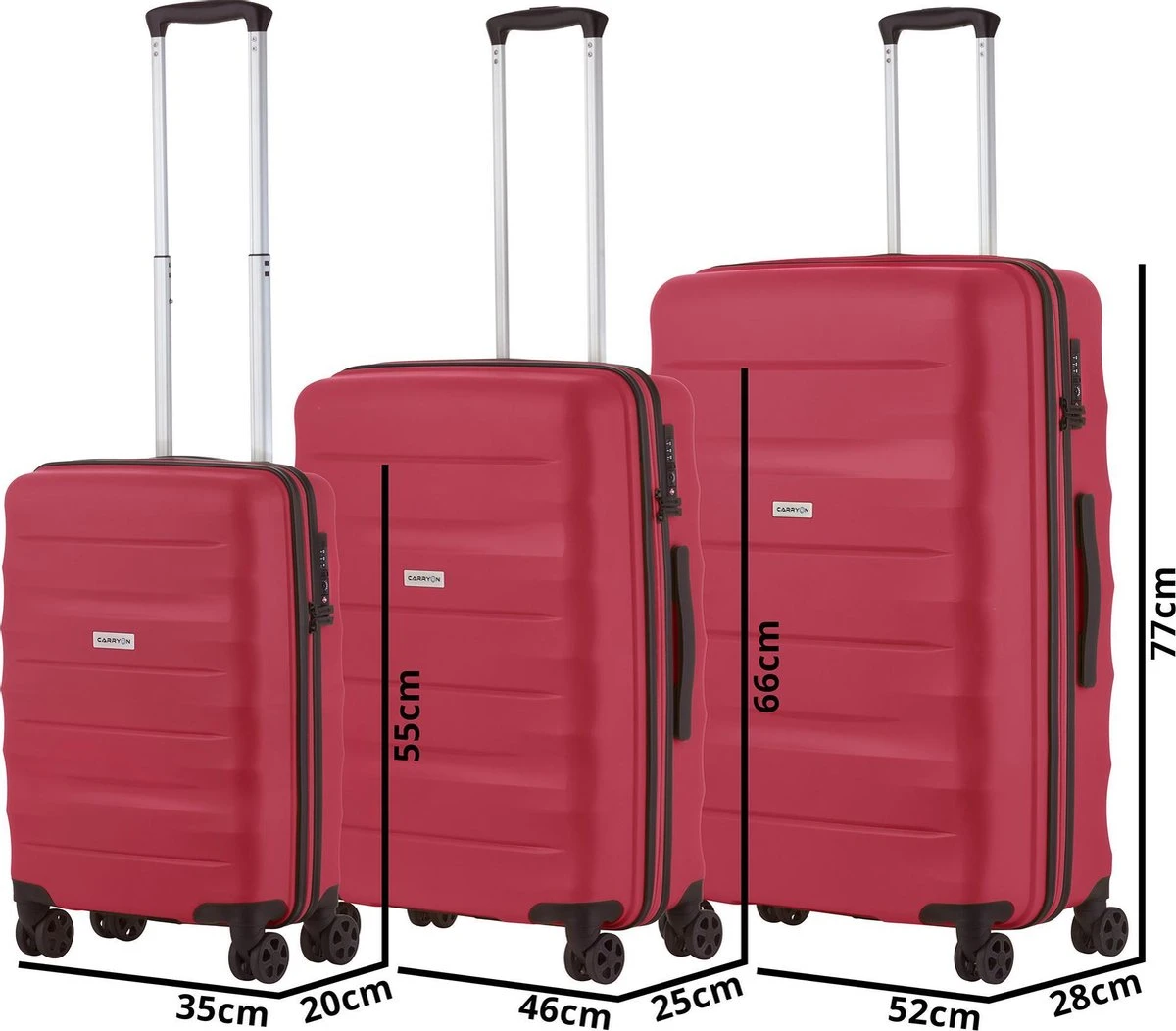 CarryOn Porter ® Kofferset - TSA Trolleyset 3-delig Met OKOBAN - Dubbele Wielen - Rood 8 CarryOn Porter ® Kofferset - TSA Trolleyset 3-delig Met OKOBAN - Dubbele Wielen - Rood - Afbeelding 6