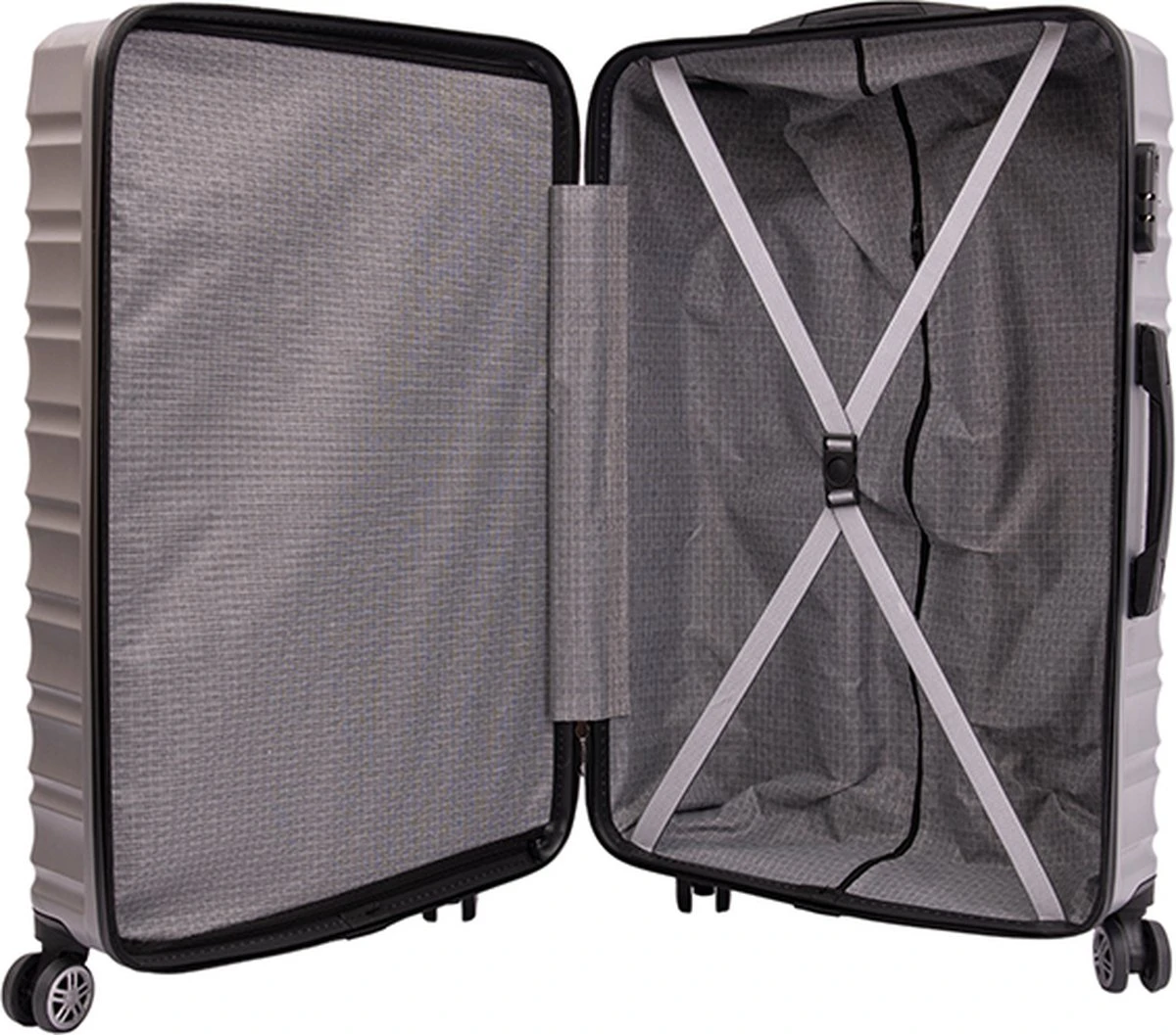 Tobeyz - Kofferset - 3-delig Grijs Handbagage - Verrijdbaar Op 4 Wielen - Stevig ABS - Lichtgewicht, Hardshell 6 Tobeyz - Kofferset - 3-delig Grijs Handbagage - Verrijdbaar Op 4 Wielen - Stevig ABS - Lichtgewicht, Hardshell - Afbeelding 4