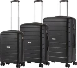 TravelZ Big Bars Kofferset - Trolleyset 3-delig Met TSA-slot - Zwart