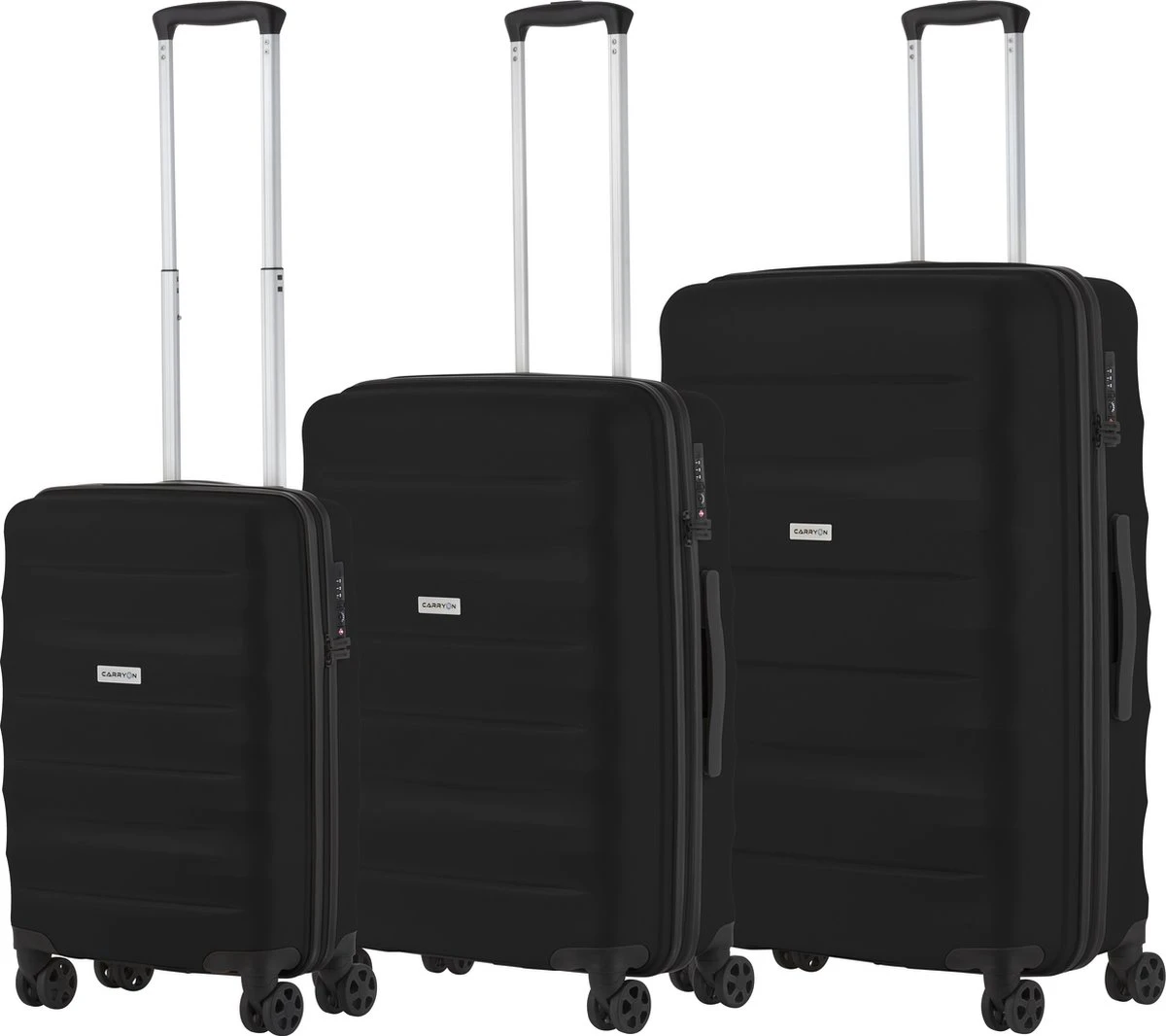 CarryOn Porter ® Kofferset - TSA Trolleyset 3-delig Met OKOBAN - Dubbele Wielen - Zwart 3 CarryOn Porter ® Kofferset - TSA Trolleyset 3-delig Met OKOBAN - Dubbele Wielen - Zwart