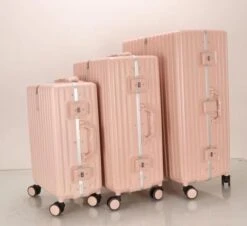 TOP AA Reis Kofferset - Trolleyset 3-delig Met TSA Slot Aluminum Frame, Kleine Cabine En Groot, ABS Luggage, (20+24+28 Inches 3 Pc Set), Roze/pink -Koffer Winkel 1200x1099 3
