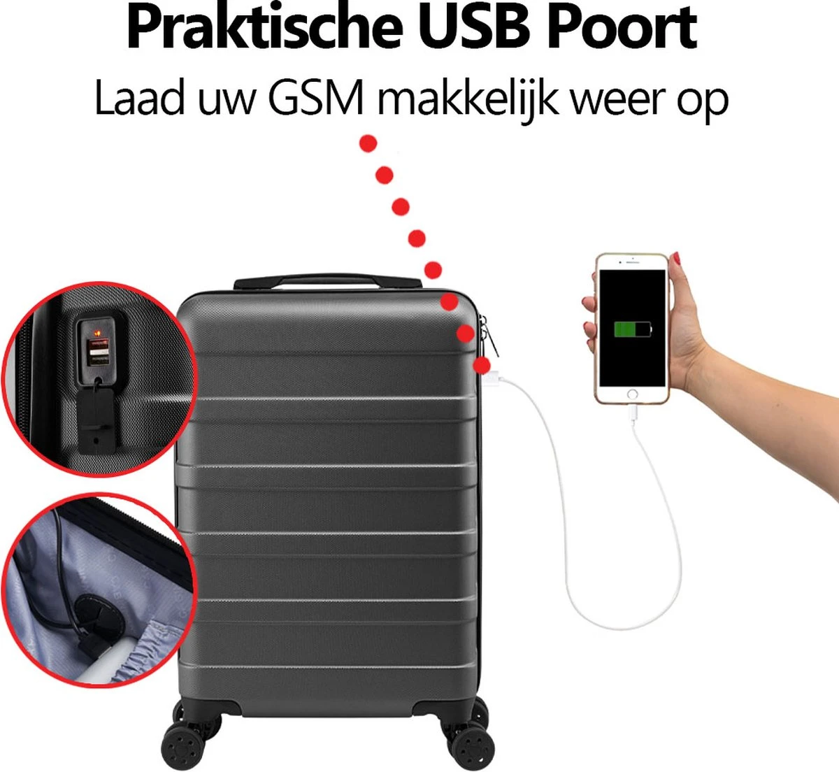 CabinMax Handbagage Koffer - Trolley 35L - Harde Reiskoffer - 55x35x20cm - Groot Capaciteit - Endless Sea 4 CabinMax Handbagage Koffer - Trolley 35L - Harde Reiskoffer - 55x35x20cm - Groot Capaciteit - Endless Sea - Afbeelding 2