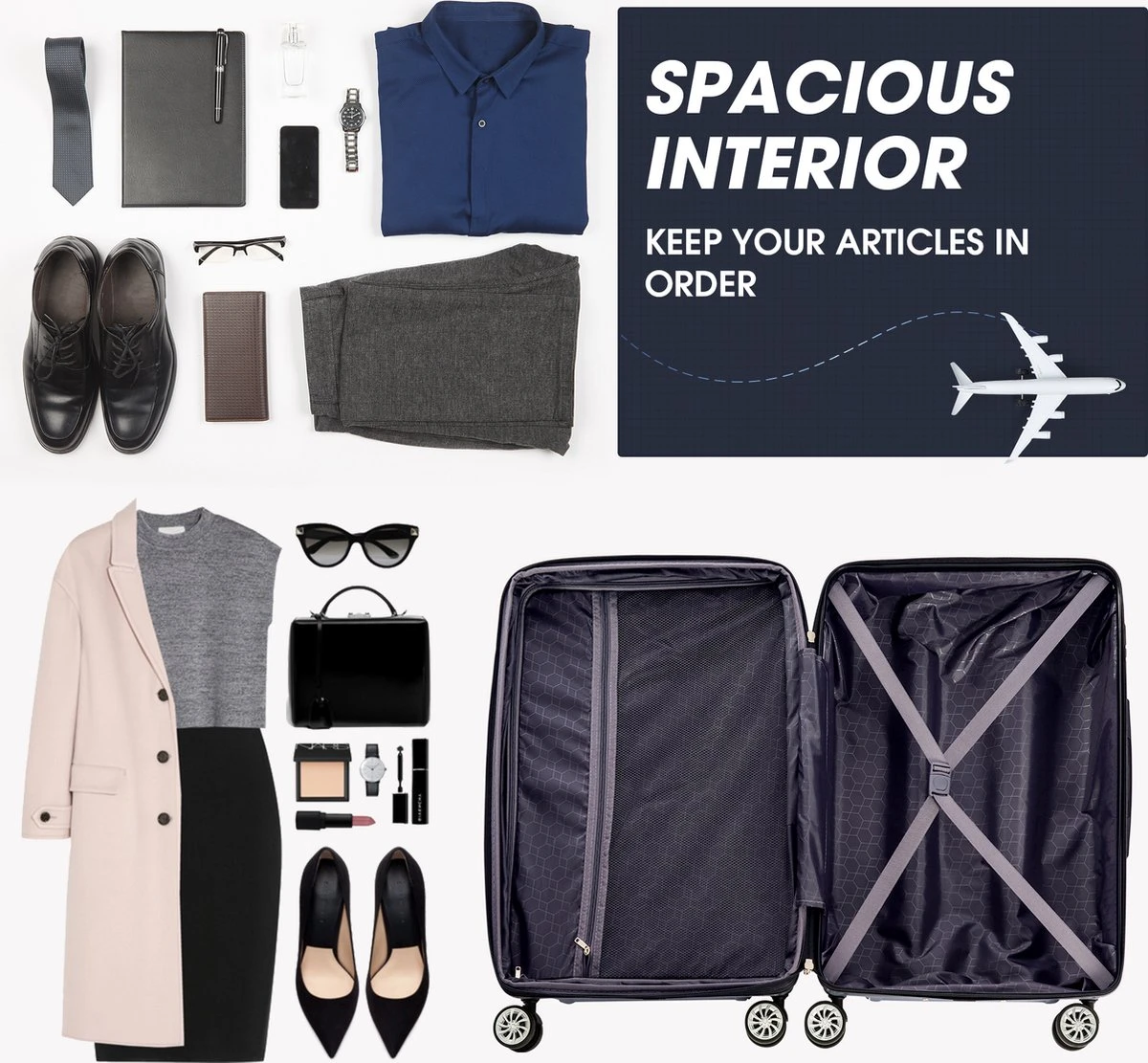 Merax 3-delig Kofferset Met TSA Slot - Trolleyset ABS 40L, 70L & 110 Liter - Grijs 12 Merax 3-delig Kofferset Met TSA Slot - Trolleyset ABS 40L, 70L & 110 Liter - Grijs - Afbeelding 10