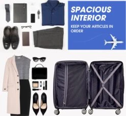 Merax 3-delig Kofferset Met TSA Slot - Trolleyset ABS 40L, 70L & 110 Liter - Blauw -Koffer Winkel 1200x1111 12