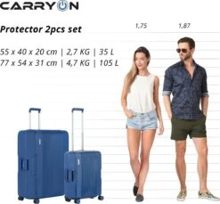 CarryOn Protector Luxe 2-delige Kofferset - TSA Trolleyset Handbagage En Groot - Kliksloten - Ultralicht - Blauw 13 CarryOn Protector Luxe 2-delige Kofferset - TSA Trolleyset Handbagage En Groot - Kliksloten - Ultralicht - Blauw -Koffer Winkel 1200x1112 4