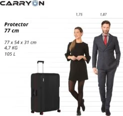 CarryOn Protector Luxe Grote Reiskoffer - Trolley 77cm Met TSA-klikslot - Ultrasterk - Zwart -Koffer Winkel 1200x1130 5