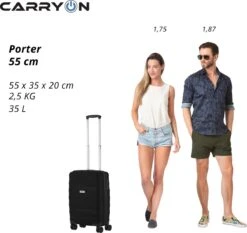 CarryOn Porter ® Handbagagekoffer - 55cm Handbagage Met TSA-slot - OKOBAN Registratie - Zwart -Koffer Winkel 1200x1134
