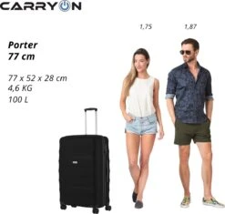 CarryOn Porter ® Reiskoffer - 77cm Trolley Met TSA-slot - 100 Ltr - OKOBAN Registratie - Zwart -Koffer Winkel 1200x1140 7