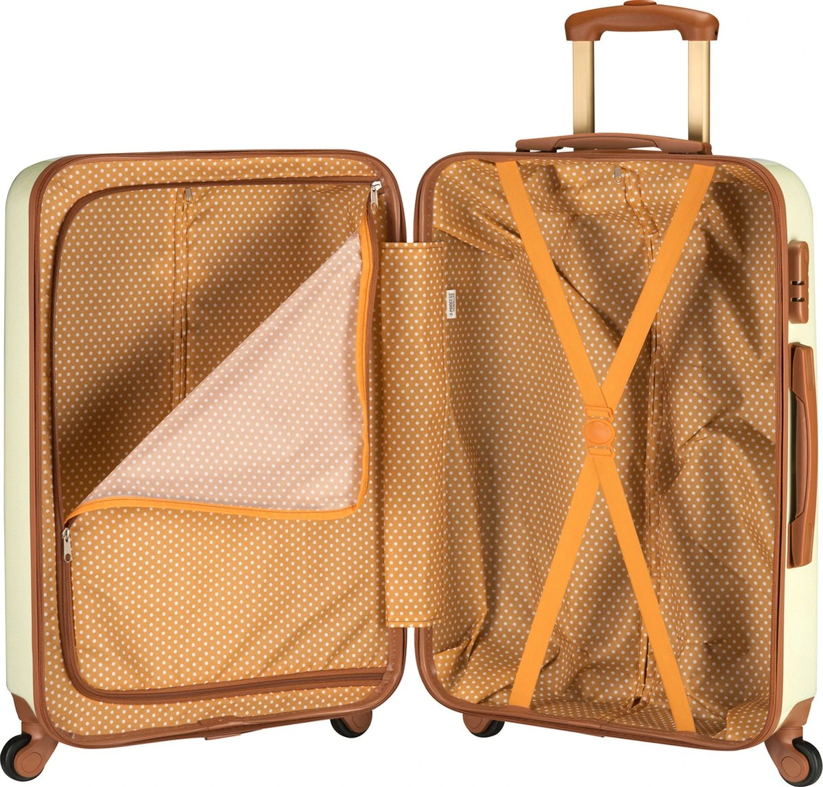 Princess Traveller Trendy Dots - Reiskoffer - Crème - M - 66cm 5 Princess Traveller Trendy Dots - Reiskoffer - Crème - M - 66cm - Afbeelding 3