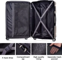 Merax 3-delig Kofferset Met TSA Slot - Trolleyset ABS 40L, 70L & 110 Liter - Goud -Koffer Winkel 1200x1149 5