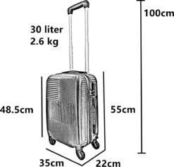 SB Travelbags Handbagage Koffer 55cm 4 Wielen Trolley - Blauw 16 SB Travelbags Handbagage Koffer 55cm 4 Wielen Trolley - Blauw -Koffer Winkel 1200x1150 2