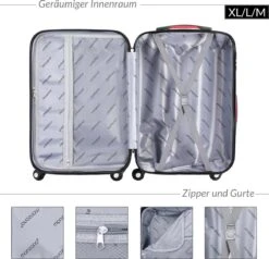 Monzana Hardcase Kofferset 4 Delig - Baseline Beautycase/M/L/XL - Rosé 17 Monzana Hardcase Kofferset 4 Delig - Baseline Beautycase/M/L/XL - Rosé -Koffer Winkel 1200x1158 10