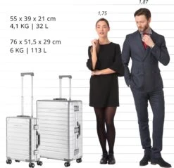 CarryOn Kofferset ULD - Luxe Aluminium Handbagage Koffer 55cm + 76cm Grote Reiskoffer - Dubbel TSA Slot - Zilver -Koffer Winkel 1200x1162 7