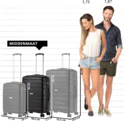 TravelZ Big Bars Reiskoffer 68 Cm Met Dubbele Wielen - Trolley Koffer Met TSA-slot - Zwart -Koffer Winkel 1200x1169 21