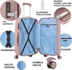 CarryOn Skyhopper Reiskoffer - 78cm TSA Trolley Met OKOBAN - Dubbele Wielen - Old Pink -Koffer Winkel 1200x1169 25