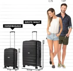 TravelZ Big Bars Kofferset - Trolleyset TSA 2-delig - Handbagage En Groot - Zwart -Koffer Winkel 1200x1169 32