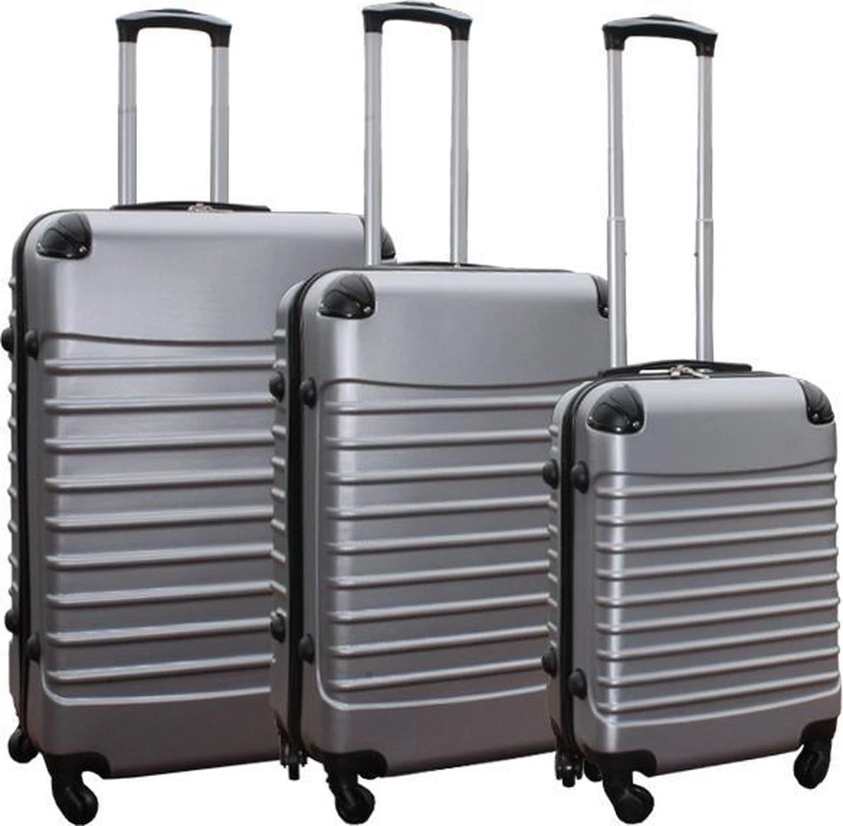 Travelerz Kofferset 3 Delig Met Wielen En Cijferslot - ABS - Zilver (228-) 3 Travelerz Kofferset 3 Delig Met Wielen En Cijferslot - ABS - Zilver (228-)