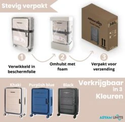 Asyam Units- Handbagage- Invouwbaar- Koffer- Koffer 38L- Spinner Wielen- TSA Slot- Lichtgewicht- Khaki 14 Asyam Units- Handbagage- Invouwbaar- Koffer- Koffer 38L- Spinner Wielen- TSA Slot- Lichtgewicht- Khaki -Koffer Winkel 1200x1175 2