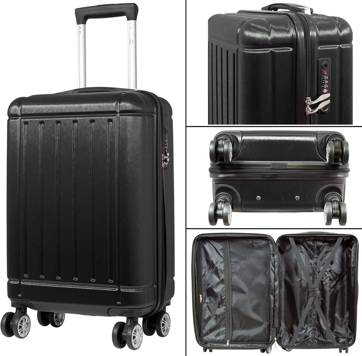 Travelsuitcase - Parma- Losse Reiskoffer - Polycarbonaat- Zwart - Hoogglans - Maat S / 42 Liter 4 Travelsuitcase - Parma- Losse Reiskoffer - Polycarbonaat- Zwart - Hoogglans - Maat S / 42 Liter - Afbeelding 2