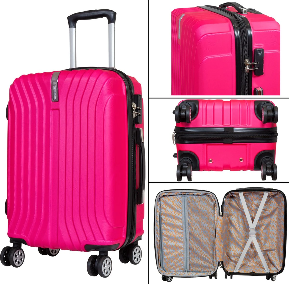 Monopol - Almeria - Reiskoffer Groot - ABS - Roze - 119 Liter! - Maat XL - 119 Liter! 3 Monopol - Almeria - Reiskoffer Groot - ABS - Roze - 119 Liter! - Maat XL - 119 Liter!