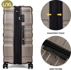 Merax 3-delig Kofferset Met TSA Slot - Trolleyset ABS 40L, 70L & 110 Liter - Goud -Koffer Winkel 1200x1180 15