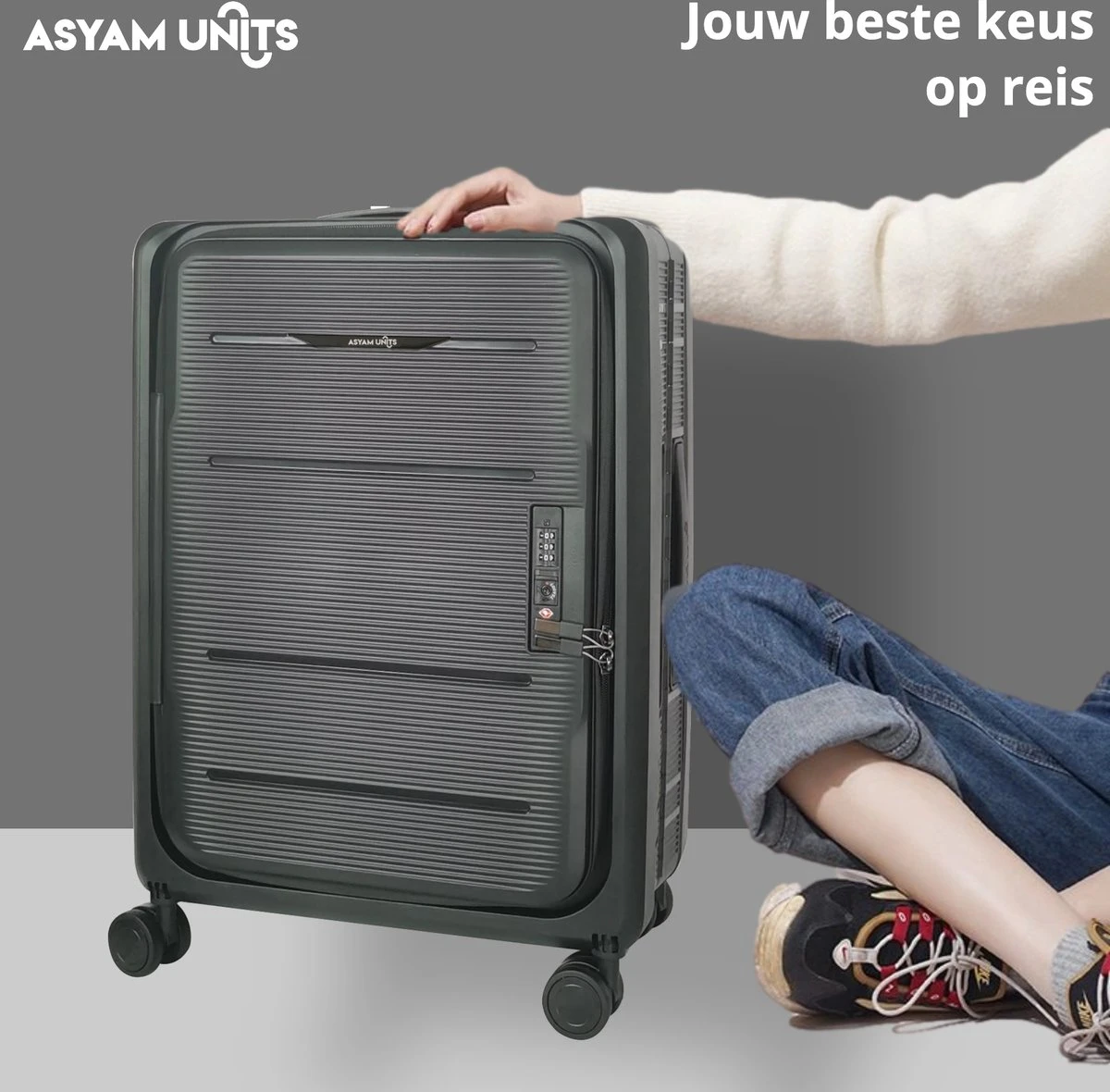 Asyam Units- Handbagage- Invouwbaar- Koffer- Koffer 38L- Spinner Wielen- TSA Slot- Lichtgewicht- Zwart 10 Asyam Units- Handbagage- Invouwbaar- Koffer- Koffer 38L- Spinner Wielen- TSA Slot- Lichtgewicht- Zwart - Afbeelding 8